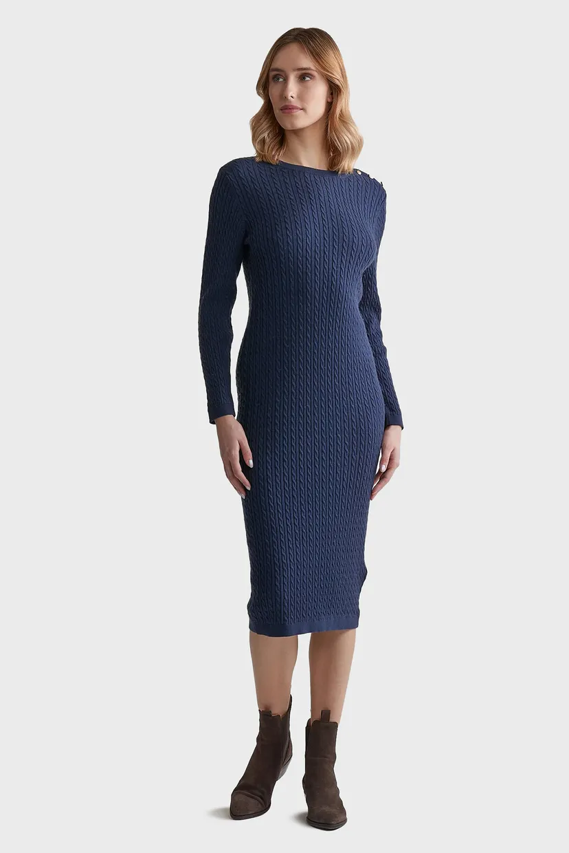 Жіноча темно-синя сукня MINI CABLE KNIT DRESS 3