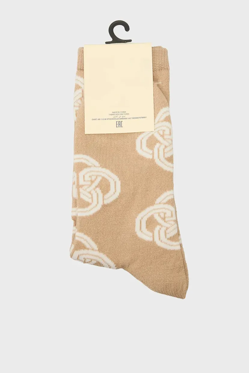Женские бежевые носки с узором MONOGRAM SOCKS 3