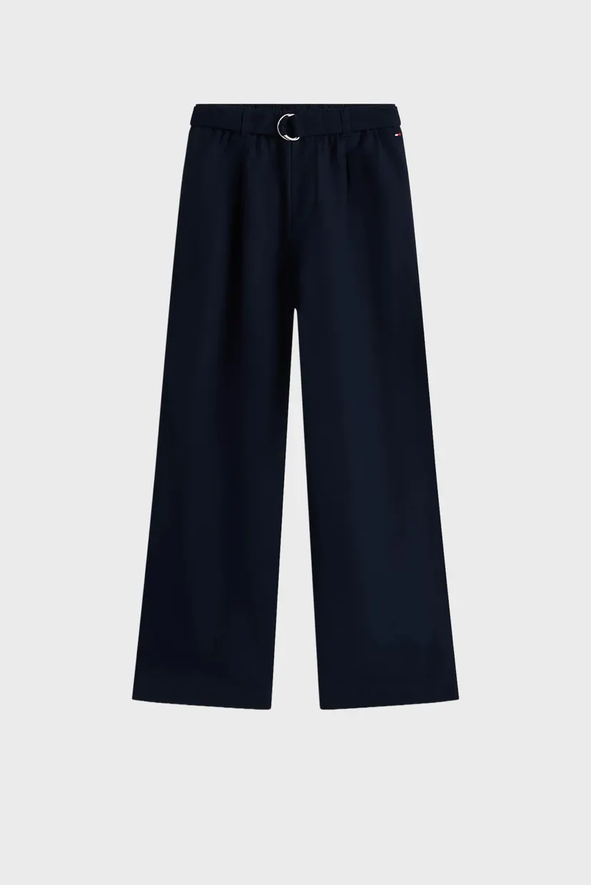 Детские темно-синие льняные брюки PLEATED BELT 5