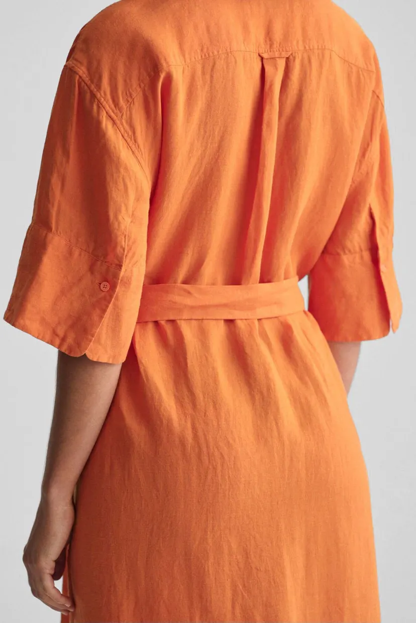 Женское оранжевое льняное платье REL LINEN SS SHIRT DRESS 7