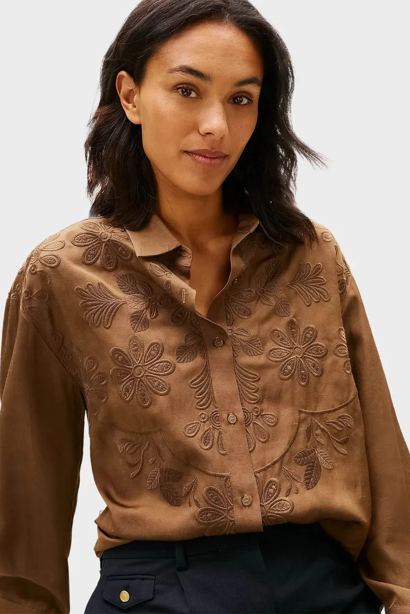 Женская коричневая блуза EMBROIDERY MODERN 4