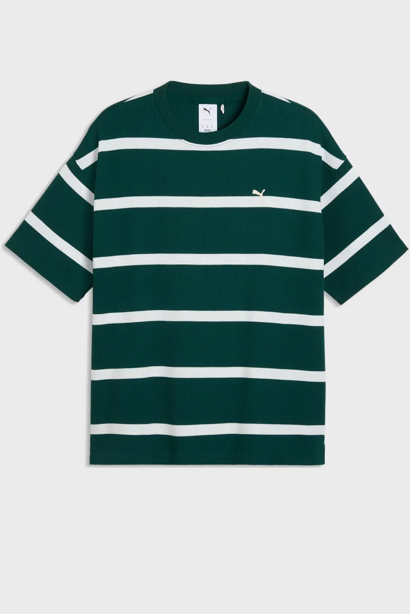 Чоловіча зелена футболка у смужку Select Essentials Waffle Tee Men 4
