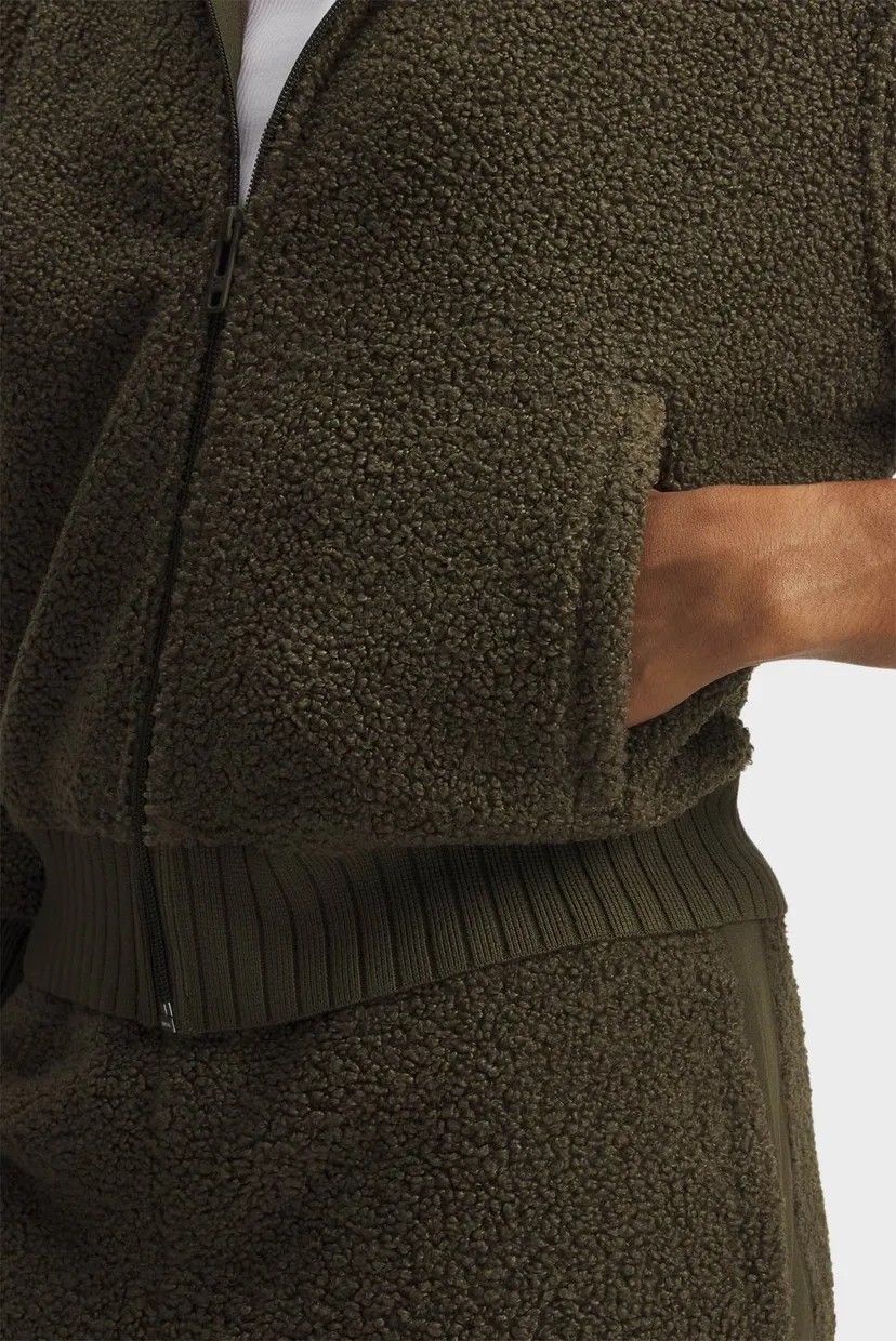 Женское зеленое худи UA High Pile Fleece Jkt 5