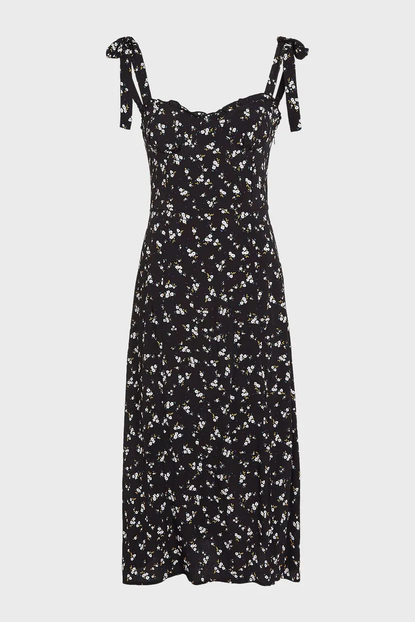 Женский черный сарафан с узором TJW MIDI FLORAL RUFFLE 5