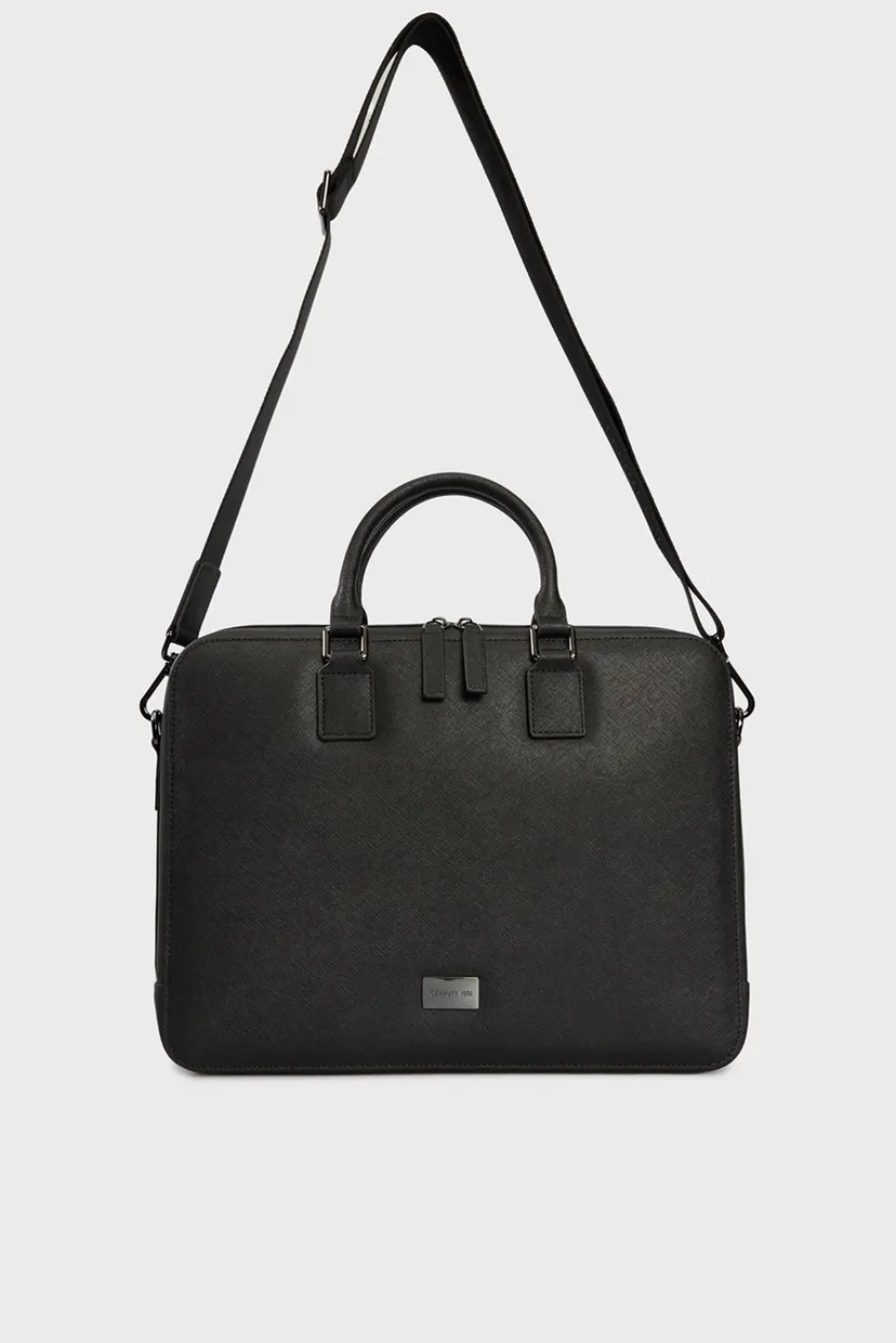 Чоловіча чорна шкіряна сумка для ноутбука VIN BRIEFCASE 5