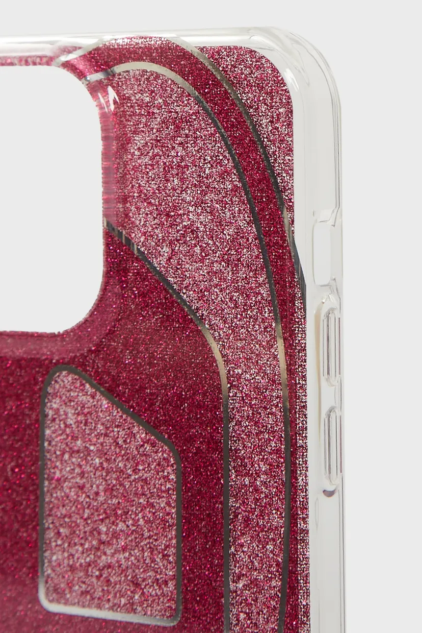 Розовый чехол для телефона Diesel Oval D Glitter Case SS24 for iPhone 15 Pro Max 3