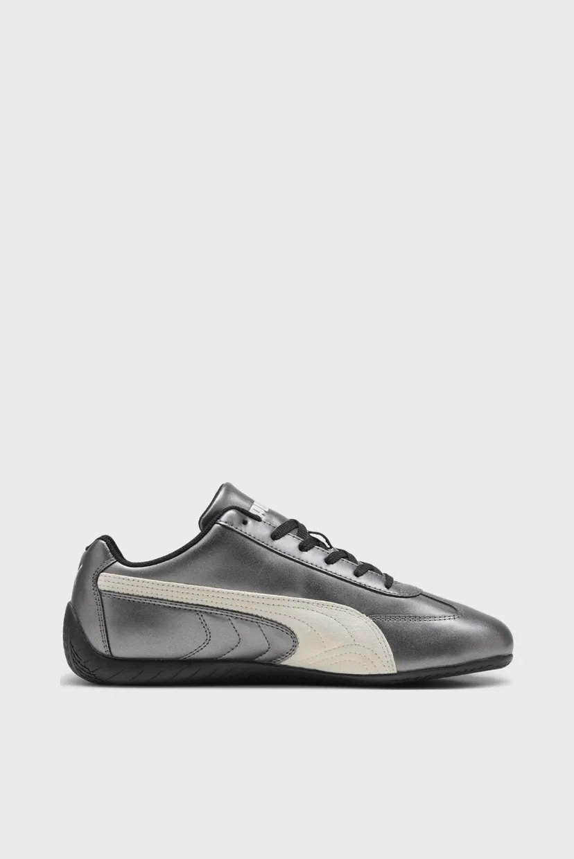Серебристые кожаные кроссовки Speedcat Metallic Sneakers Unisex