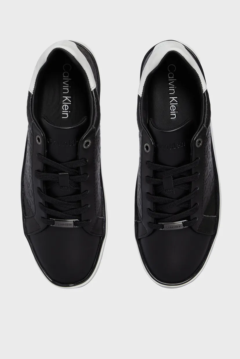 Женские черные кожаные сникерсы FLATFORM C LACE UP - MONO MIX 4