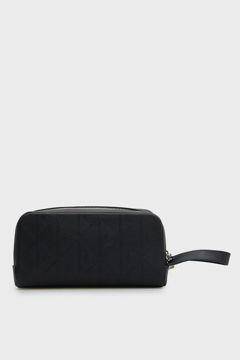 Чоловічий чорний шкіряний несесер XL EMBLEM AOP EMBOSS DOPP KIT 4