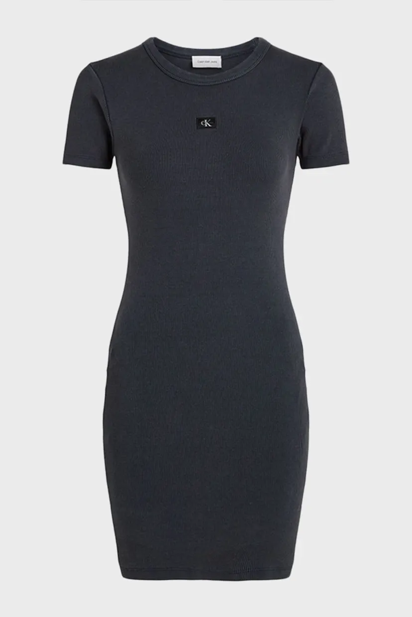 Женское темно-серое платье WASHED WOVEN LABEL RIB DRESS 5