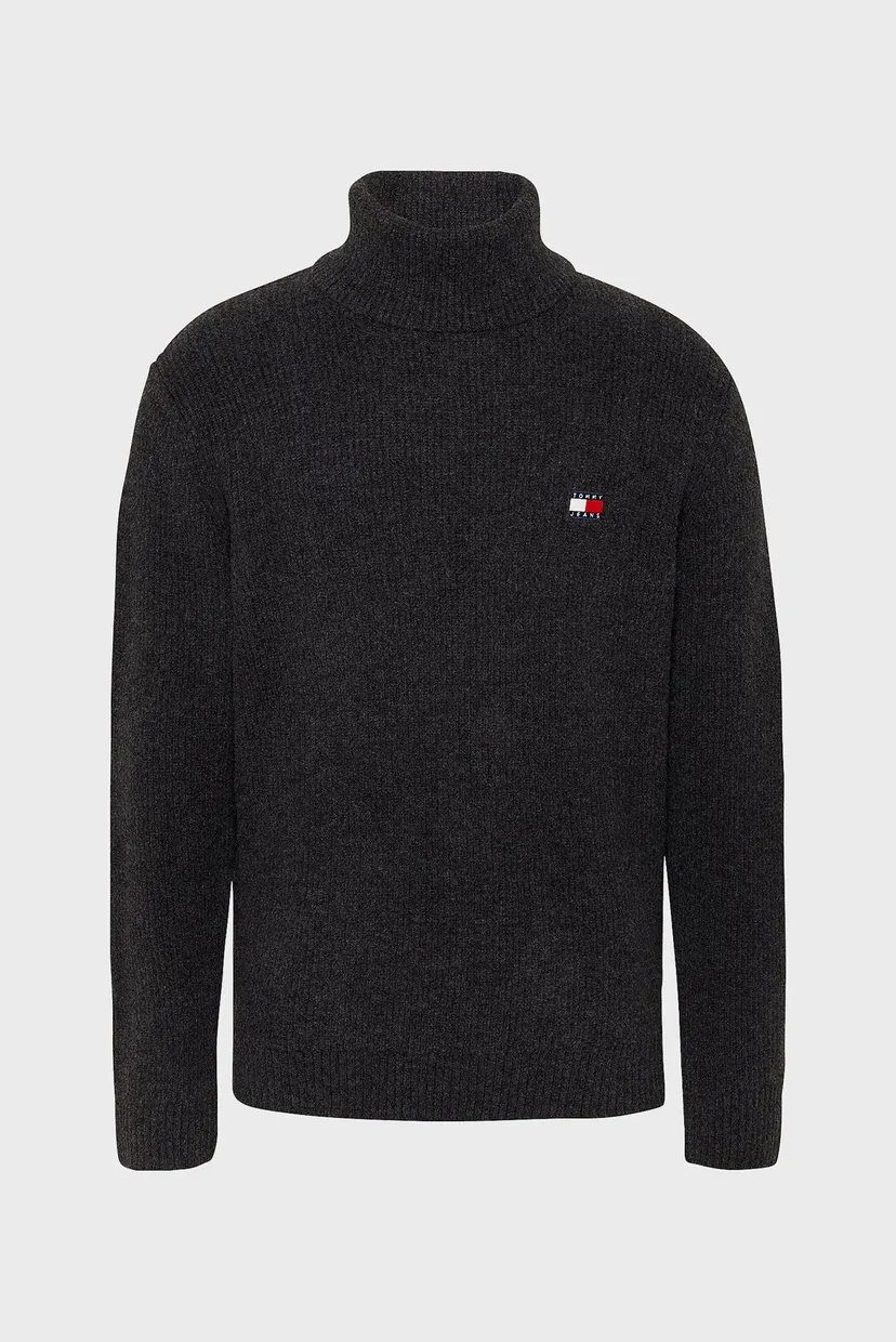 Мужской темно-серый гольф TJM SLIM ROLL NECK BADGE SWEATER 5