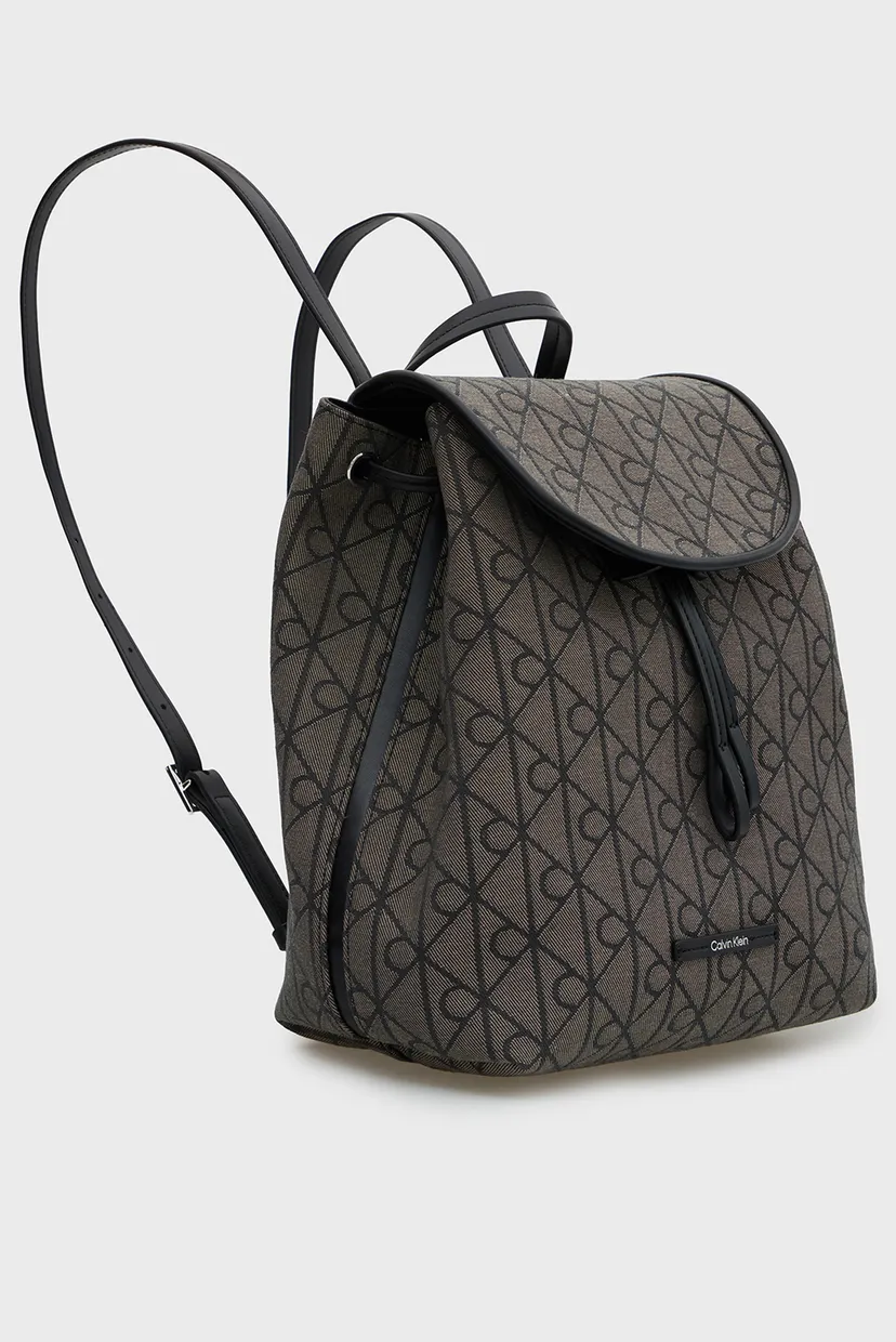 Женский серый рюкзак с узором EMBLEM AOP JACQUARD 3