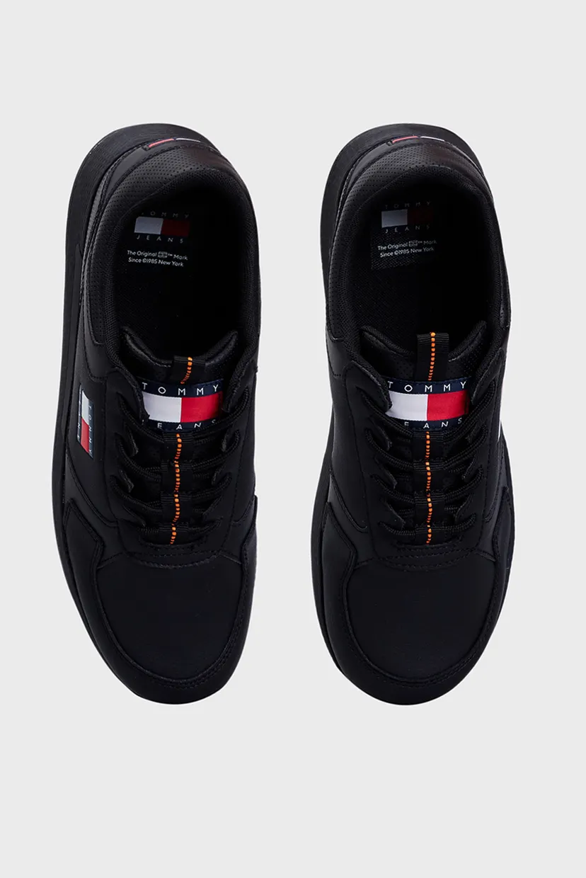 Мужские черные кожаные кроссовки TOMMY JEANS FLEXI RUNNER 4