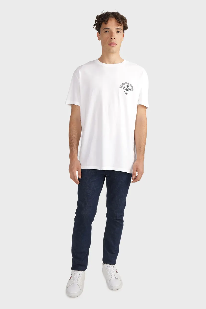 Мужская белая футболка TJM REG TOMMY STAR DNA TWIST TEE 3