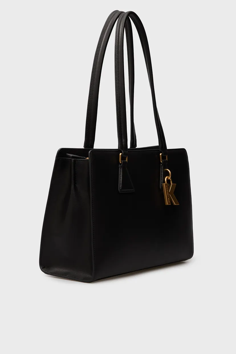 Женская черная кожаная сумка K LOCK MD TOTE 3