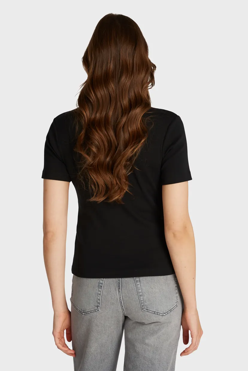 Жіноча чорна футболка SLIM CODY CROP MOCK-NK 3