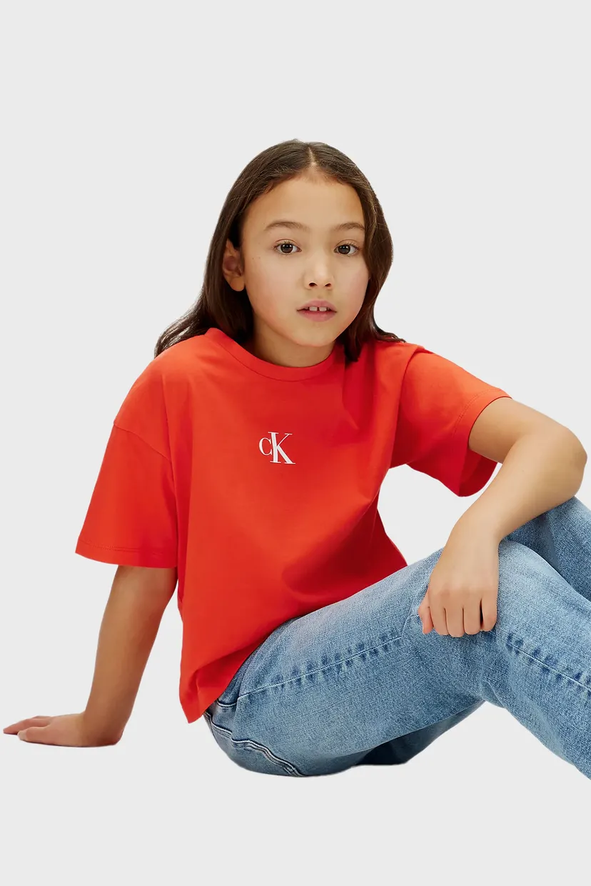 Детская красная футболка LOGO BOXY 5