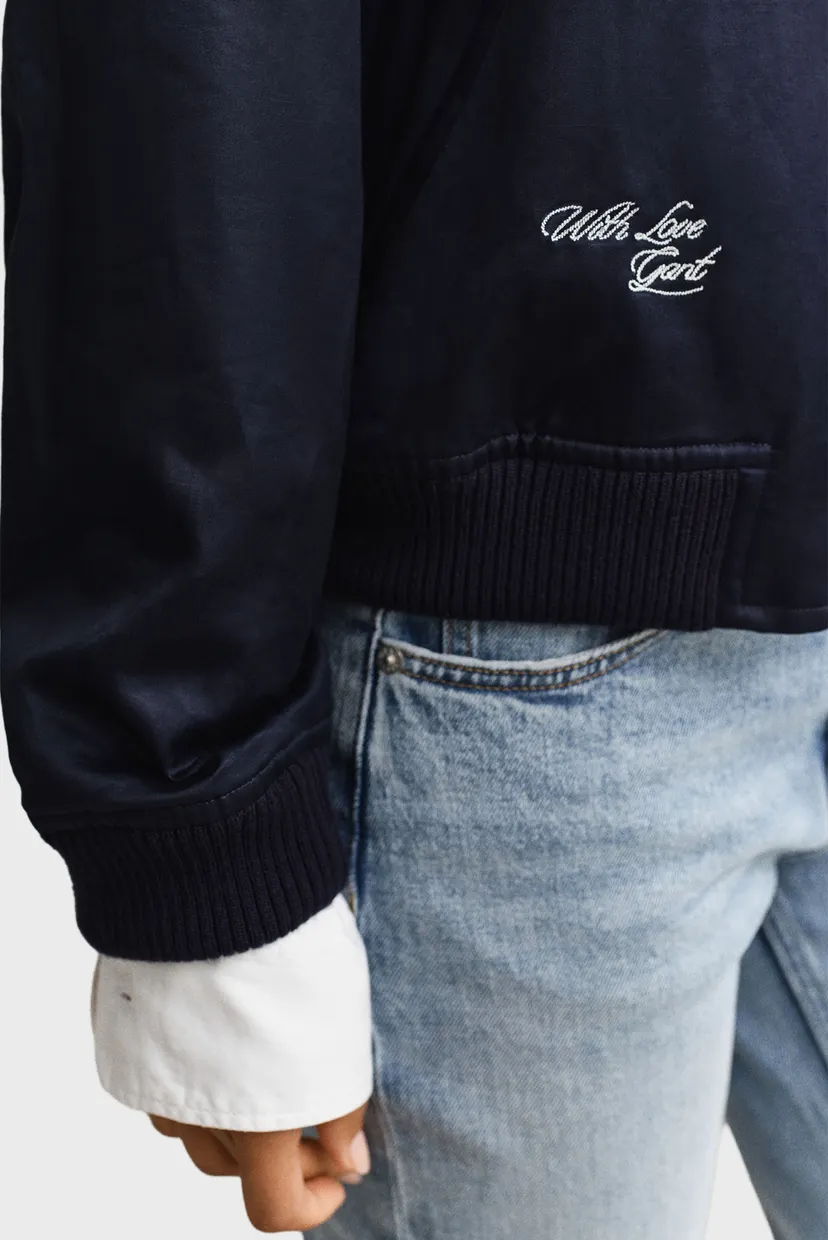 Женский темно-синий бомбер SATIN VARSITY 5