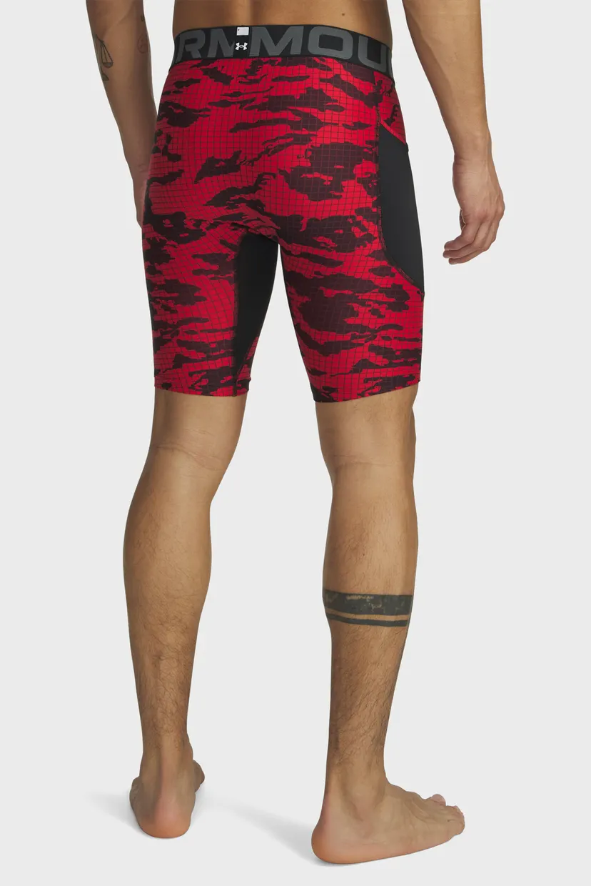 Мужские красные велосипедки с узором UA HG Printed Lng Short-BLK 3
