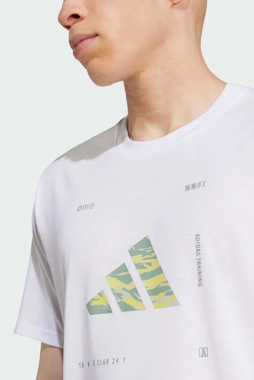 Чоловіча біла футболка Climacool Training Camo Logo Graphic 4