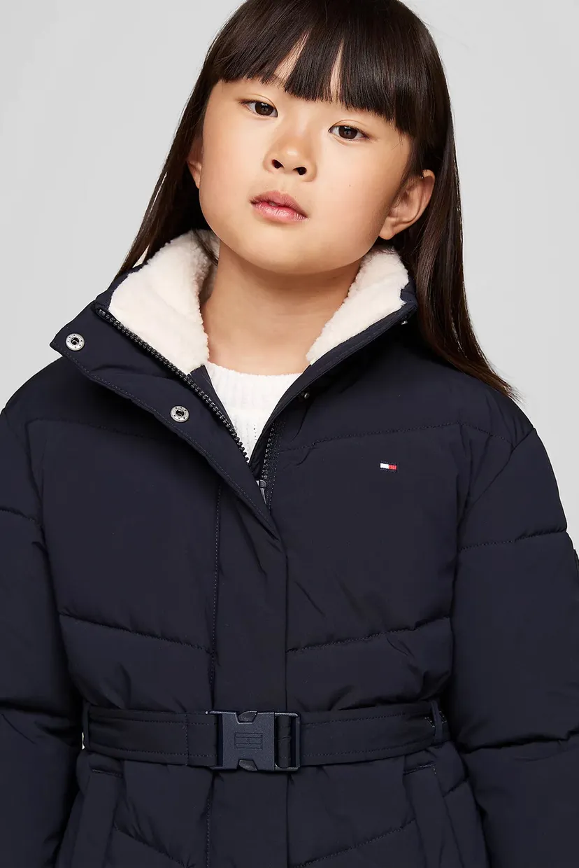 Дитяча темно-синя куртка TEDDY COLLAR MID LENGHT PUFFER 4