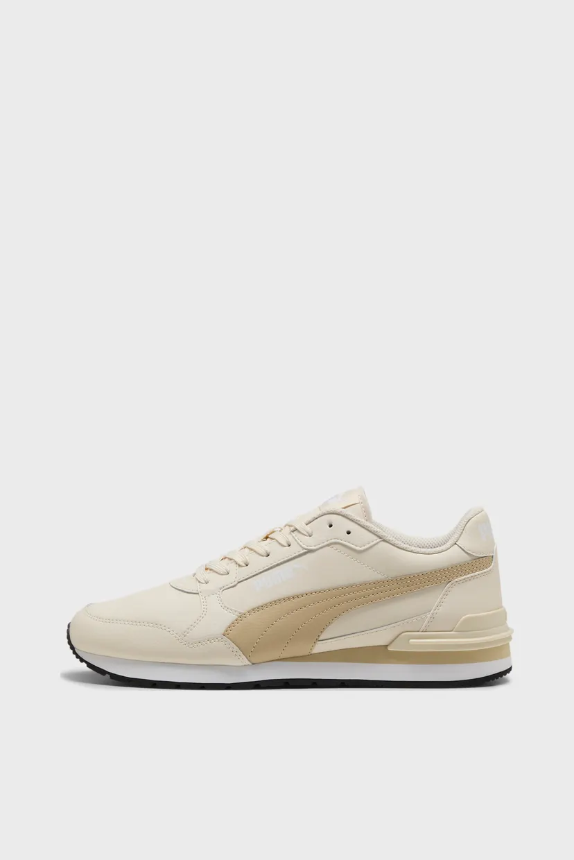 Бежевые кожаные кроссовки ST Runner v4 Leather Sneakers Unisex 3