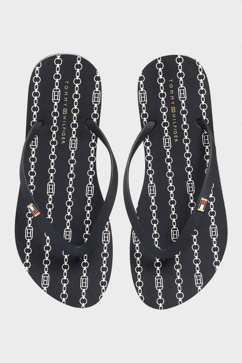 Жіночі темно-сині в'єтнамки з візерунком TH STRIPES WEDGE BEACH SANDAL 4