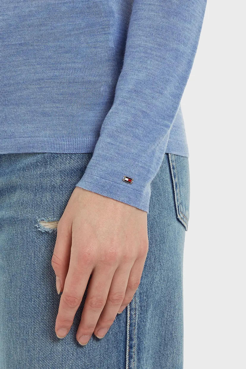 Женский голубой шерстяной гольф MERINO ROLL-NK LS 3