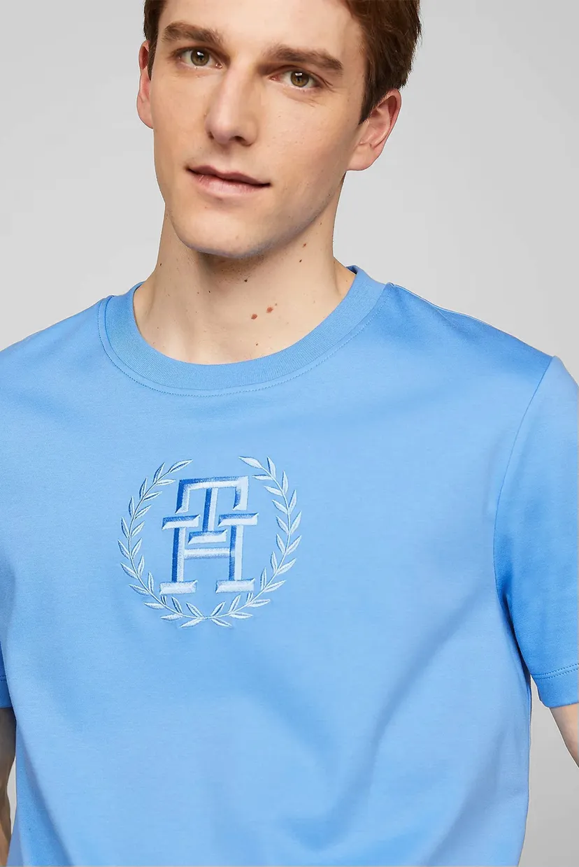 Мужская голубая футболка TONAL LAUREL EMBRO TEE 4