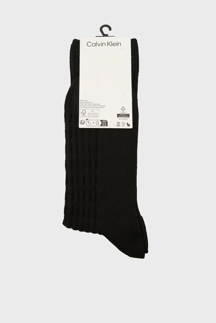 Чоловічі чорні вовняні шкарпетки CK MEN SOCK 1P WOOL STRUCTURE 3