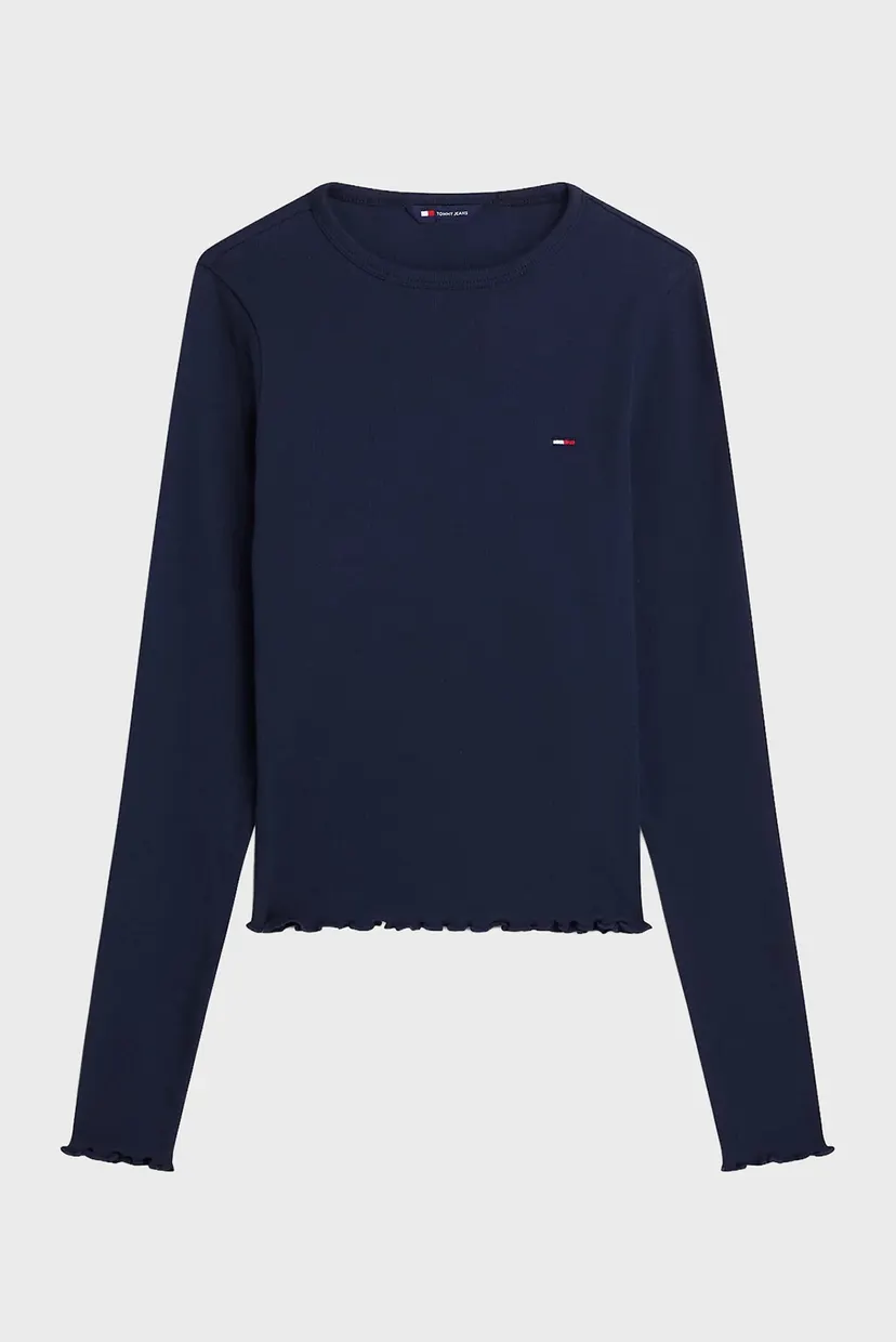 Женский темно-синий лонгслив SLIM SH LETTUCE EDGE RIB LS 5
