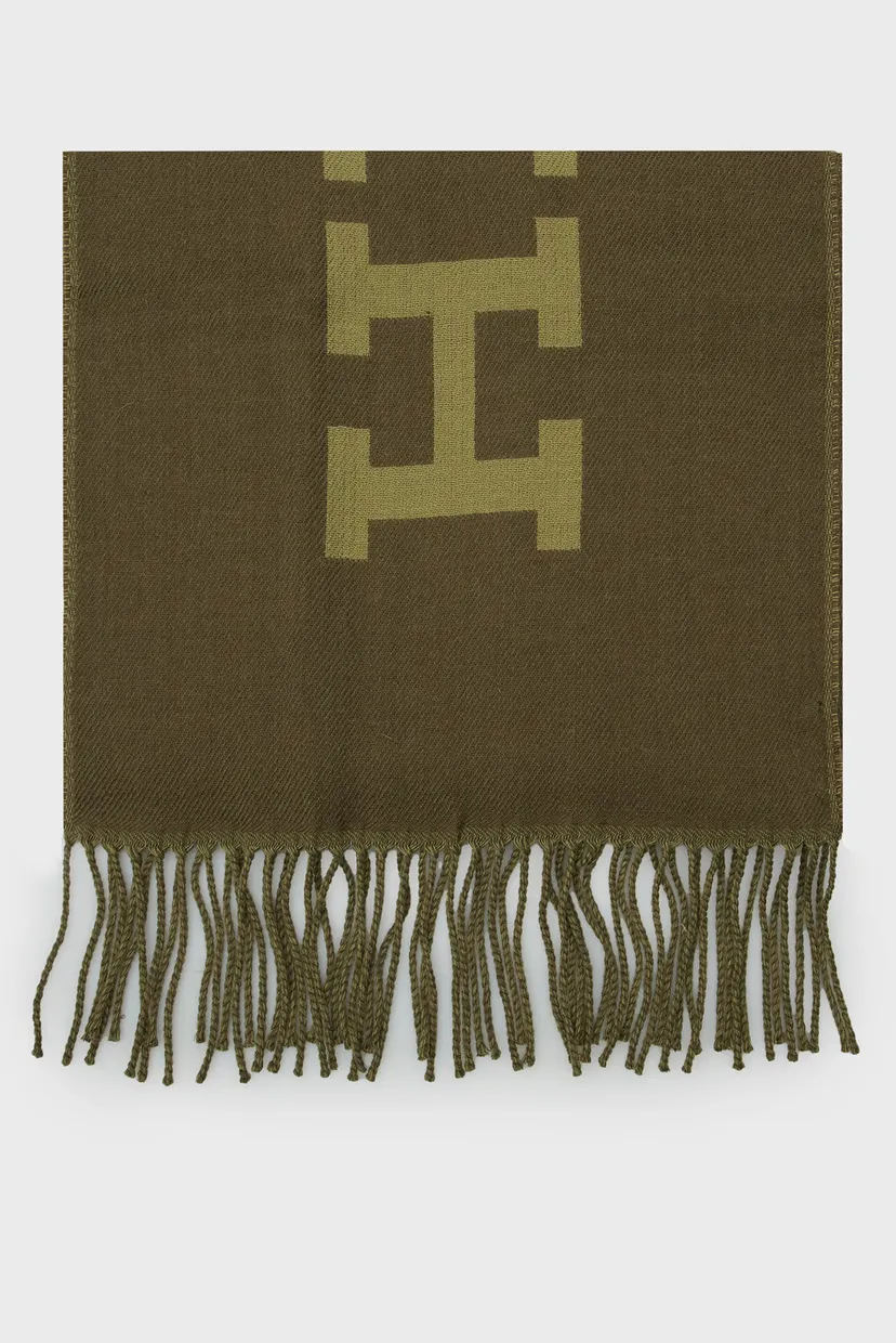 Чоловічий зелений вовняний шарф TH MONOTYPE WOOL SCARF 3