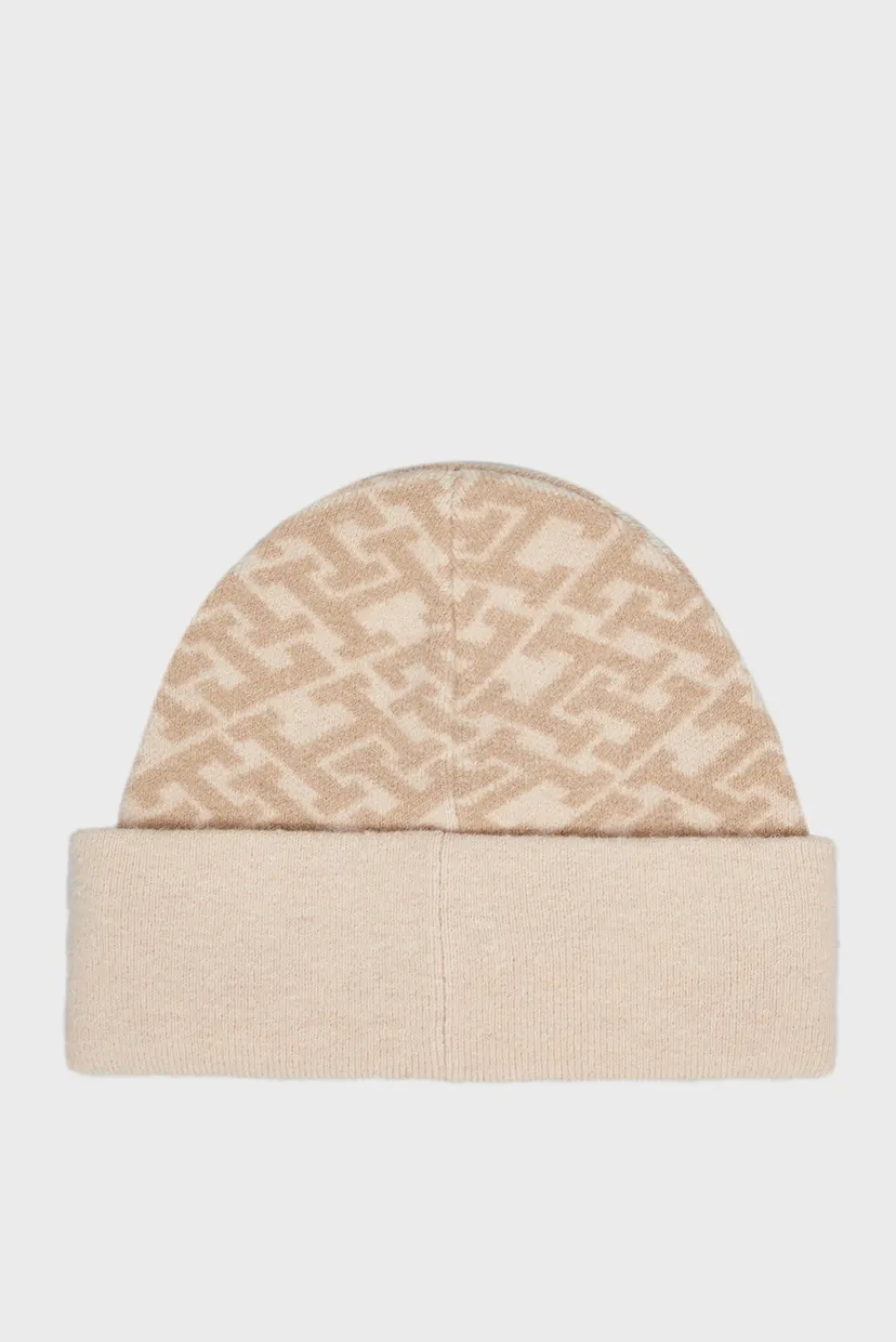 Жіноча бежева шапка з візерунком MONOGRAM ALL OVER BEANIE 3