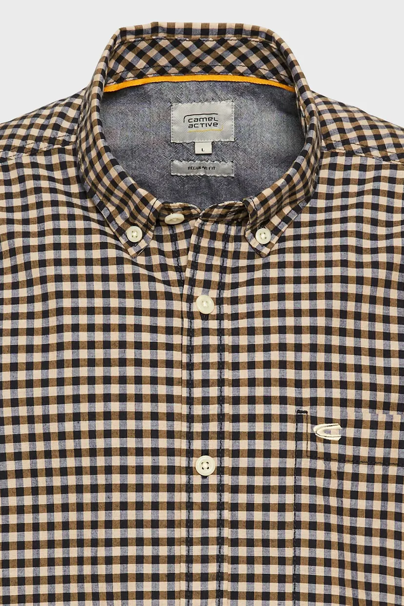 Мужская коричневая рубашка в клетку Shortsleeve 3
