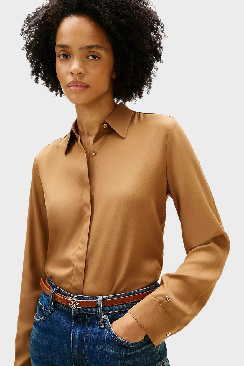 Жіноча коричнева блуза TWILL BUTTON 4