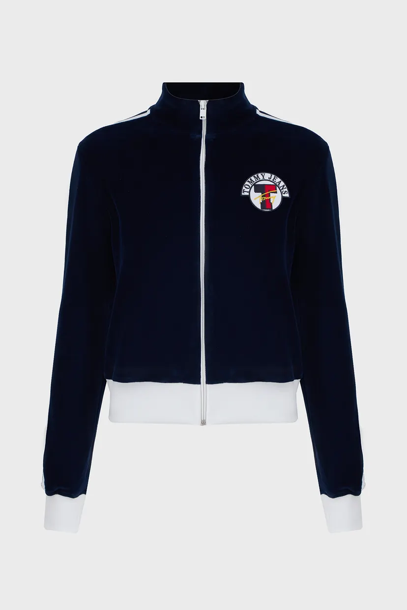 Жіноча темно-синя велюрова спортивна кофта TJW VELVET SIDE STRIP JACKET 5
