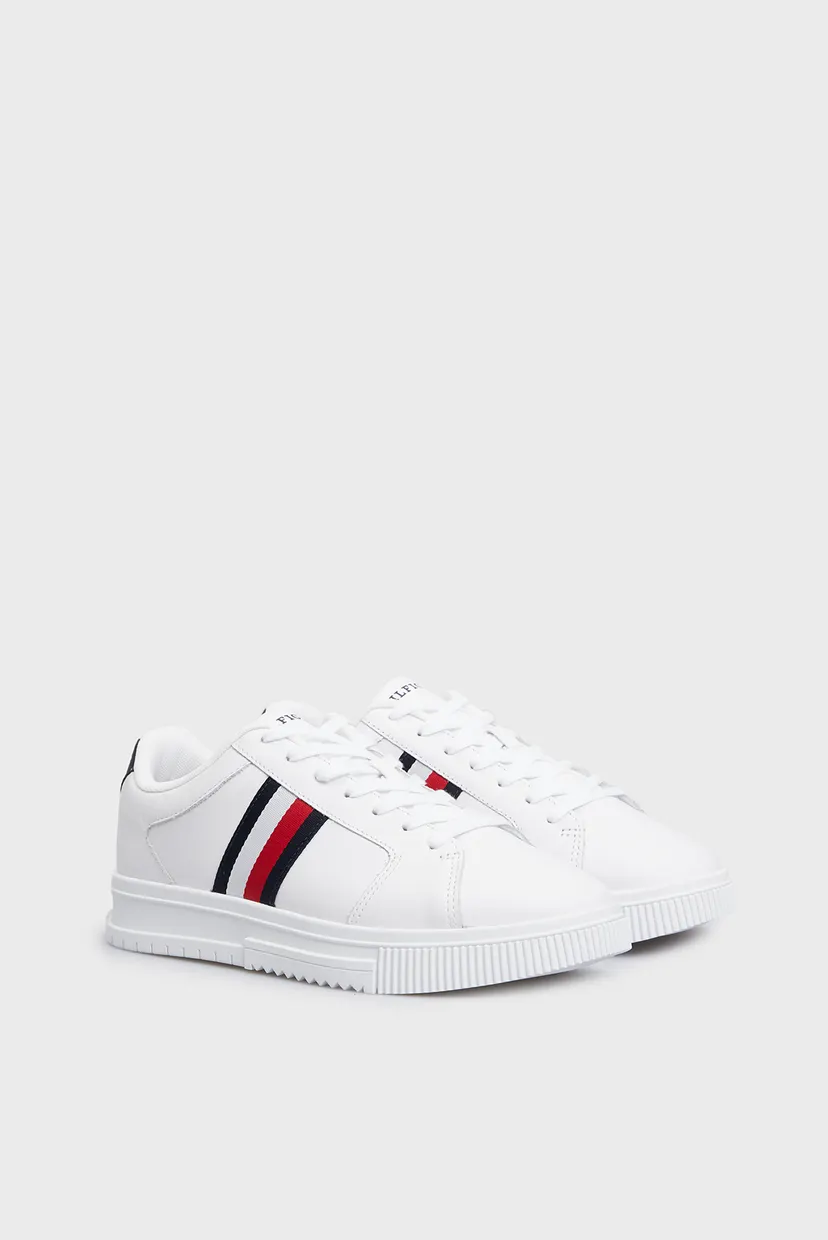 Мужские белые кожаные сникерcы SUPERCUP LTH STRIPES ESS 3