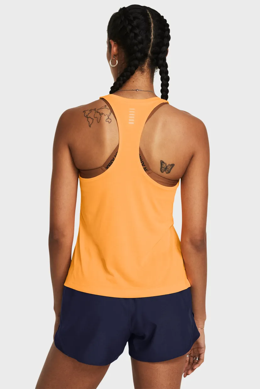 Женская оранжевая майка UA Launch Singlet 3