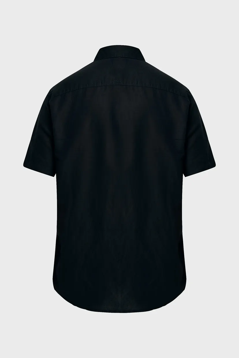 Мужская черная льняная рубашка BRANDON Basic linen shirt short sleeve 6