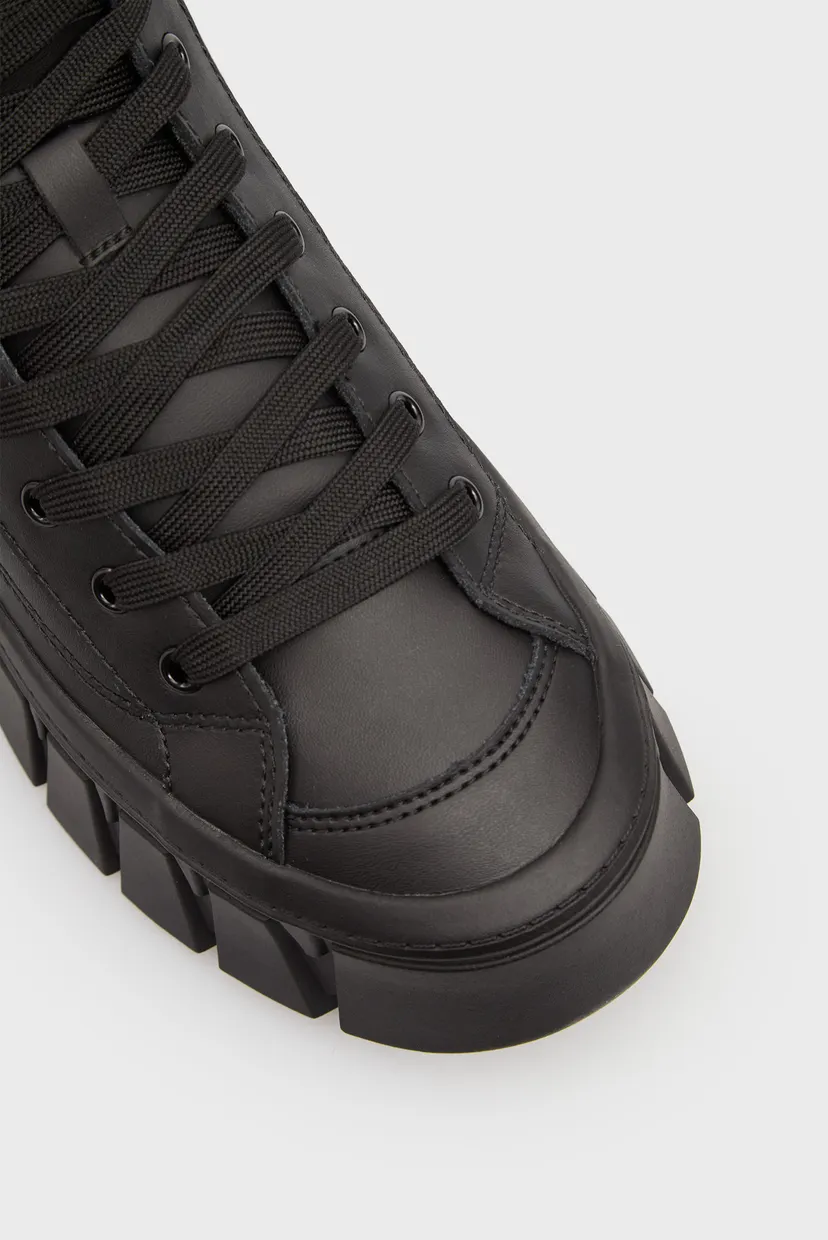 Женские черные кожаные кроссовки VULC FLATFORM 4