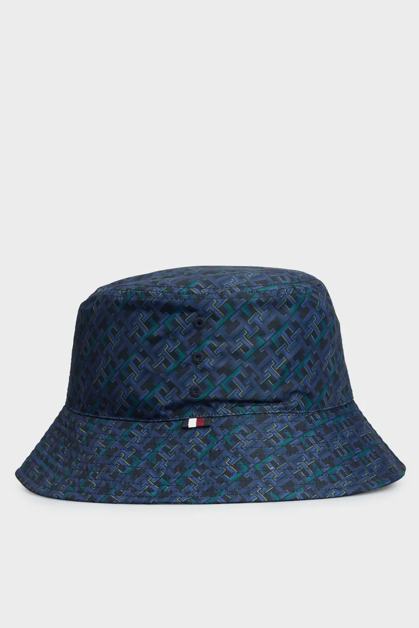 Мужская темно-синяя панама с узором TH MONOGRAM TWILL AOP BUCKET 4