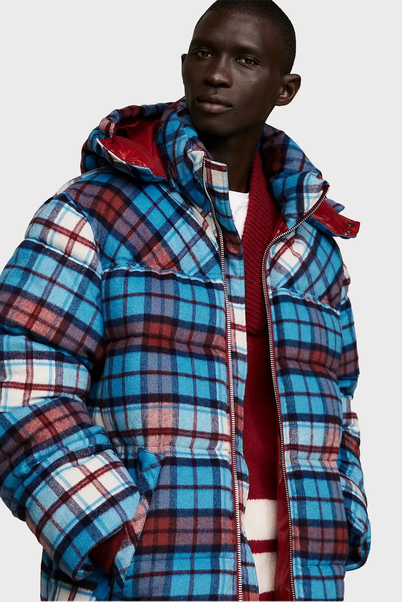 Мужская голубая куртка в клетку THC DG TARTAN NEW YORK PUFFER 4