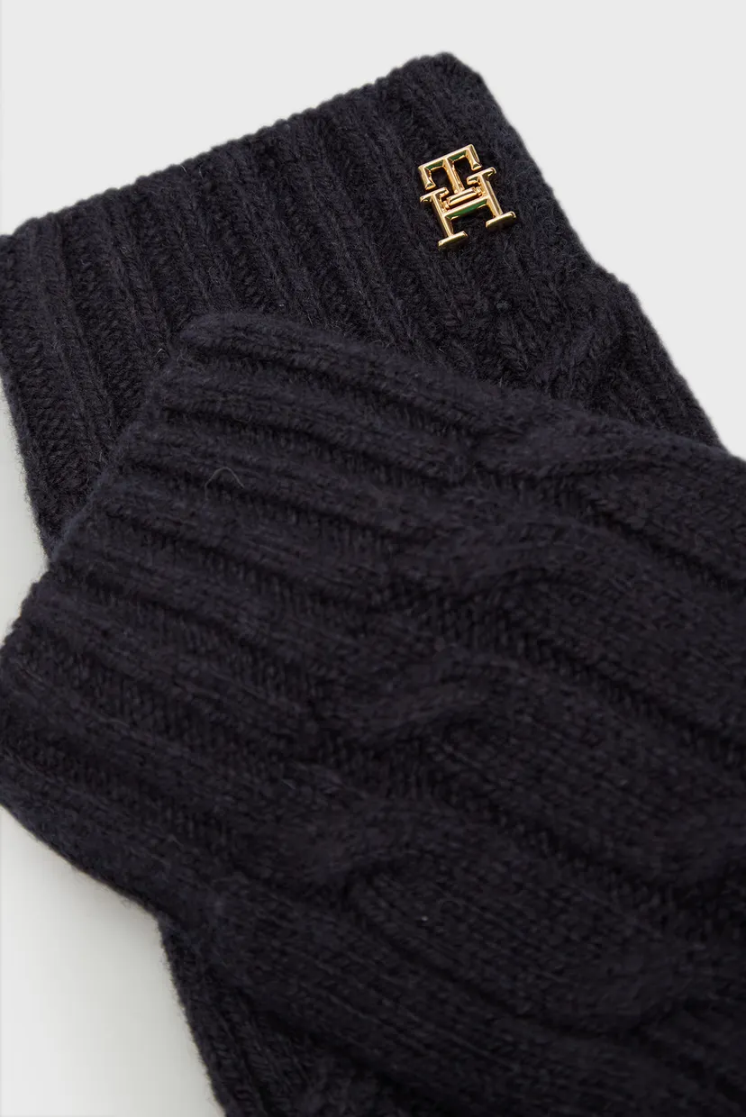 Женские темно-синие шерстяные перчатки TH NAVAL CABLE GLOVES 3