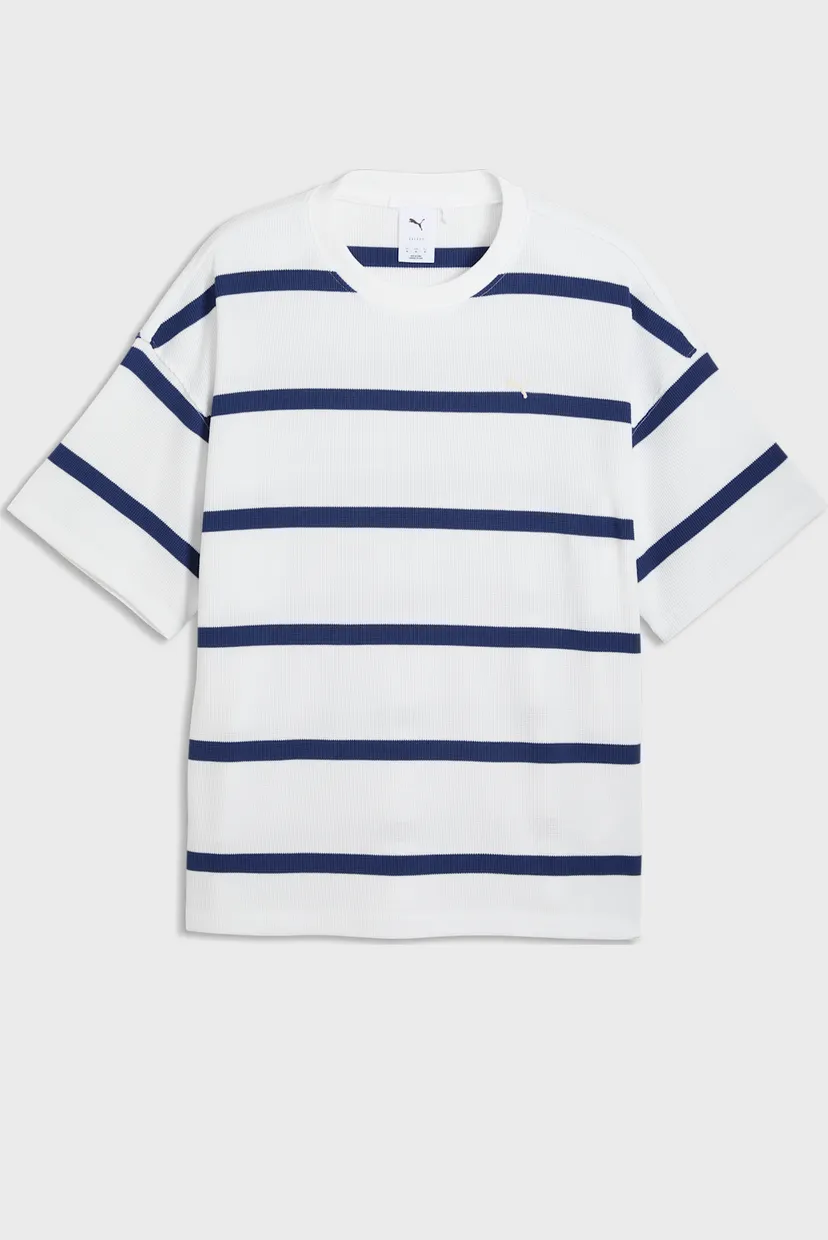 Чоловіча біла футболка у смужку Select Essentials Waffle Tee Men 4