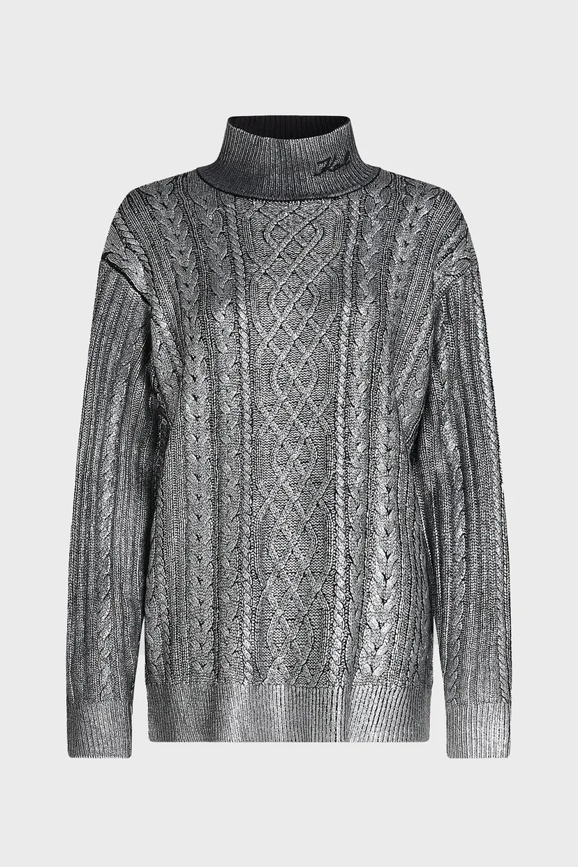 Жіночий сріблястий светр CABLE KNIT SWEATER 5