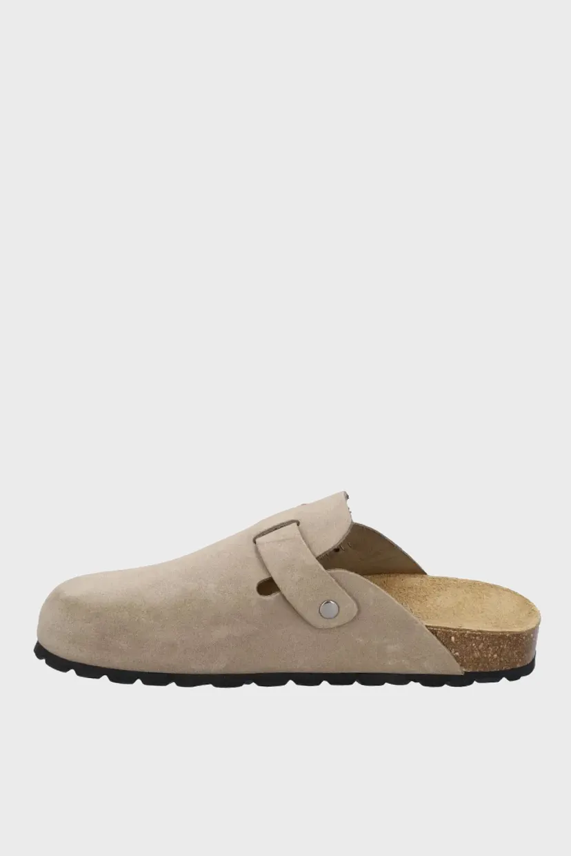 Женские бежевые замшевые клоги NAVARRO SLIPPERS 4