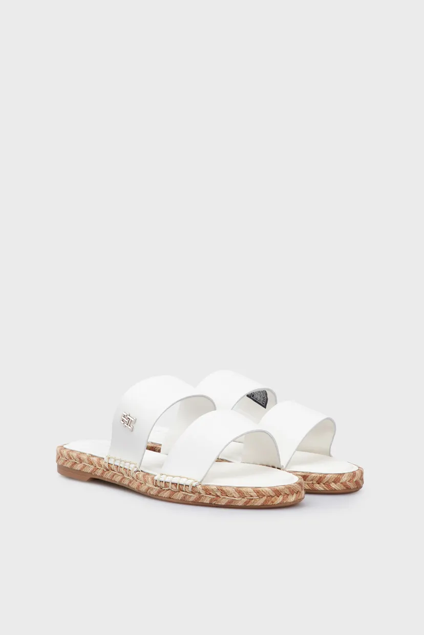 Жіночі білі шкіряні слайдери TH LEATHER FLAT ESP SANDAL 3
