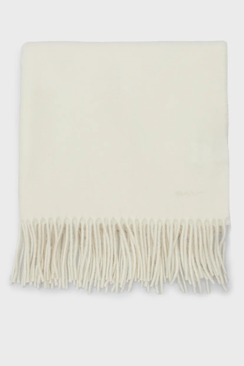 Женский белый шерстяной шарф WOOL WOVEN SCARF 3