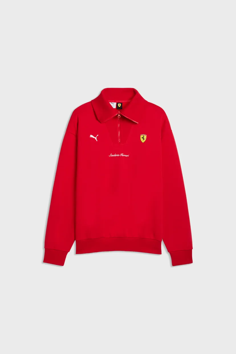 Чоловіча червона кофта Scuderia Ferrari Little Shield Half-Zip Fleece Crew Sweatshirt Men 5