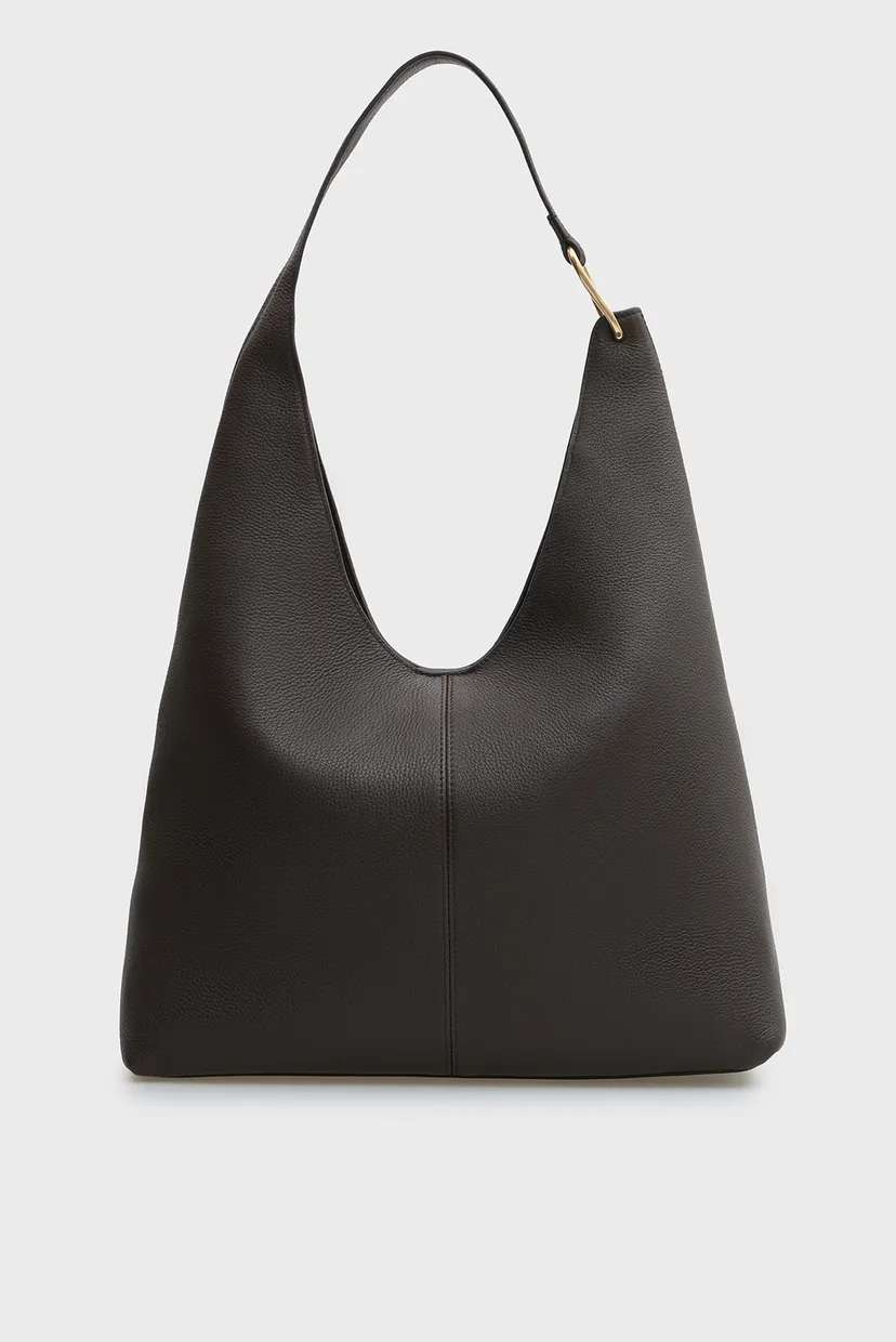 Жіноча темно-коричнева шкіряна сумка SLOUCHY LEATHER MD SHOULDER 4
